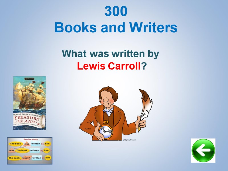 What was written by  Lewis Carroll?  300 Books and Writers